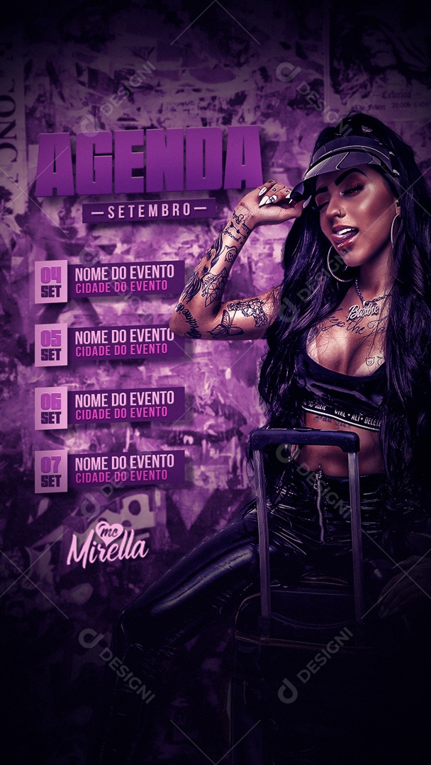 Social Media Flyer Story Agenda Setembro MC Mirella PSD Editável