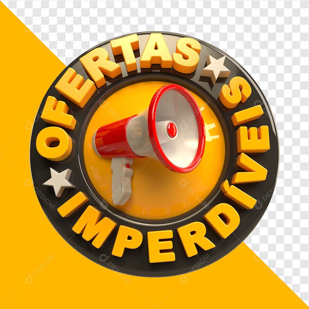 Ofertas Imperdíveis Selo 3D Dourado Preto para Composição PSD