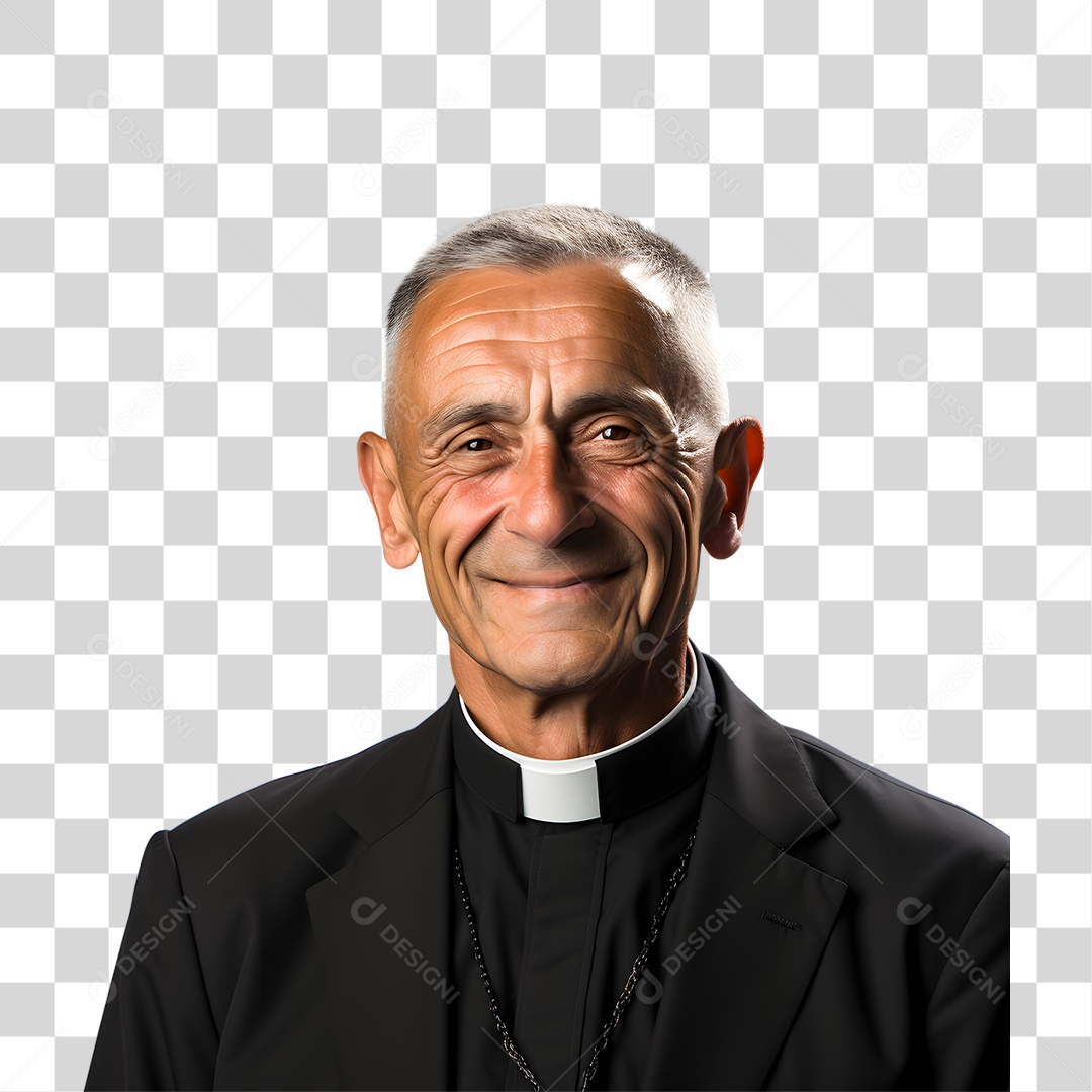 Padre de Batina Sorrindo PNG Transparente