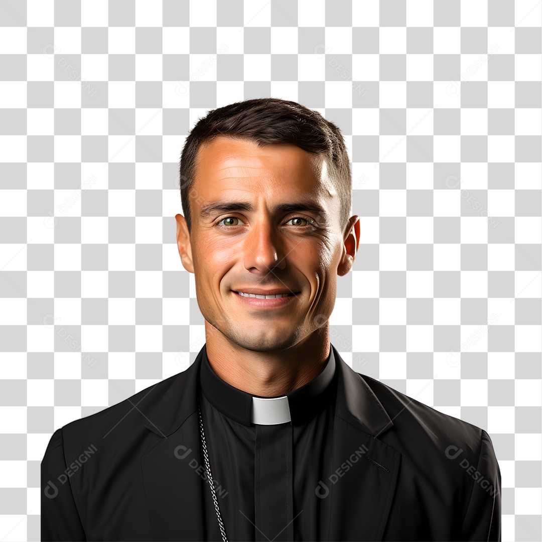 Padre de Batina Sorrindo PNG Transparente