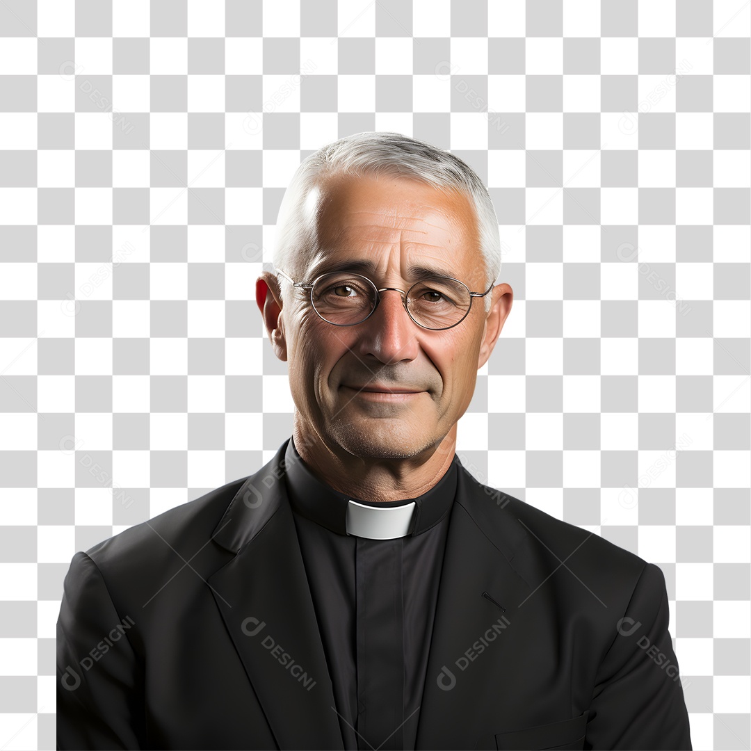 Padre de Batina Sorrindo PNG Transparente