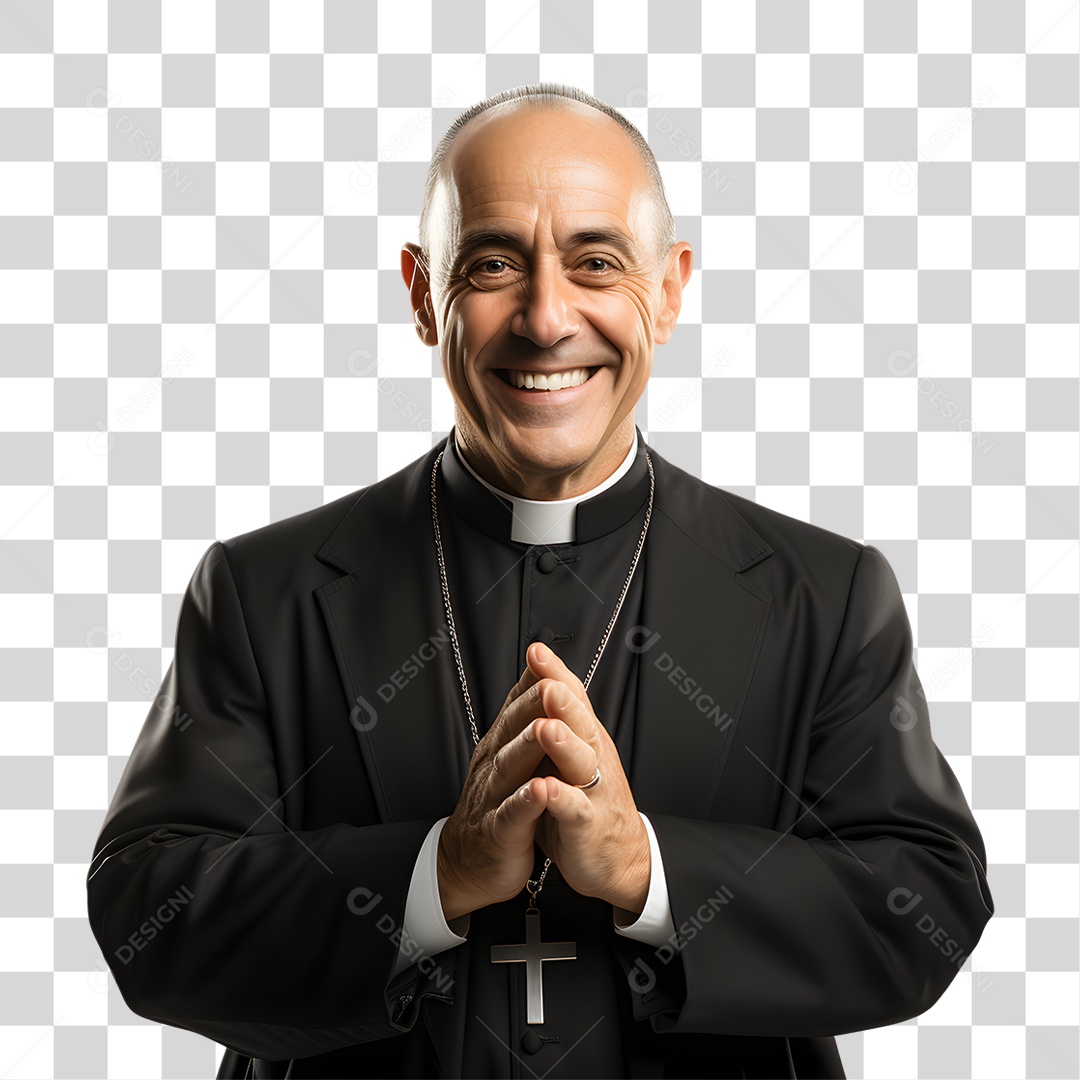 Padre de Batina Sorrindo PNG Transparente