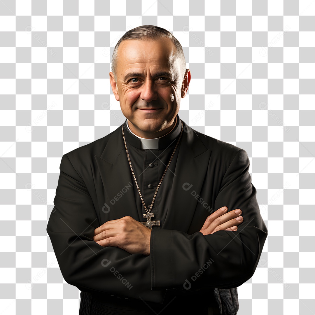 Padre de Batina Sorrindo PNG Transparente