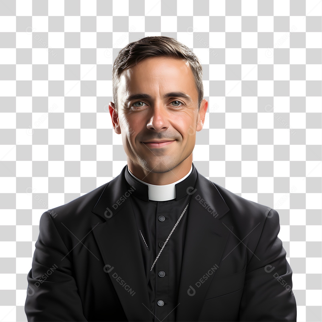 Padre de Batina Sorrindo PNG Transparente