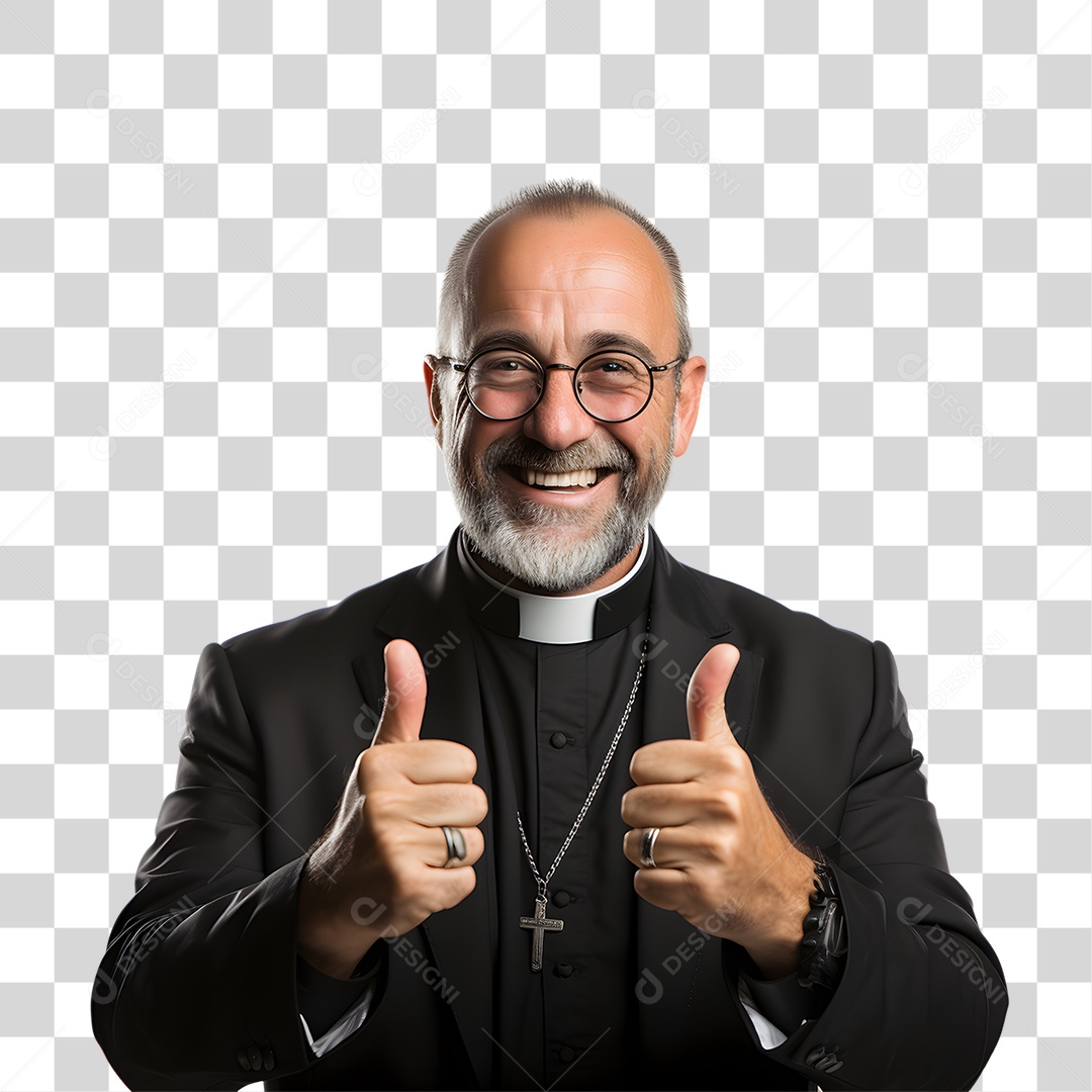 Padre de Batina Sorrindo PNG Transparente