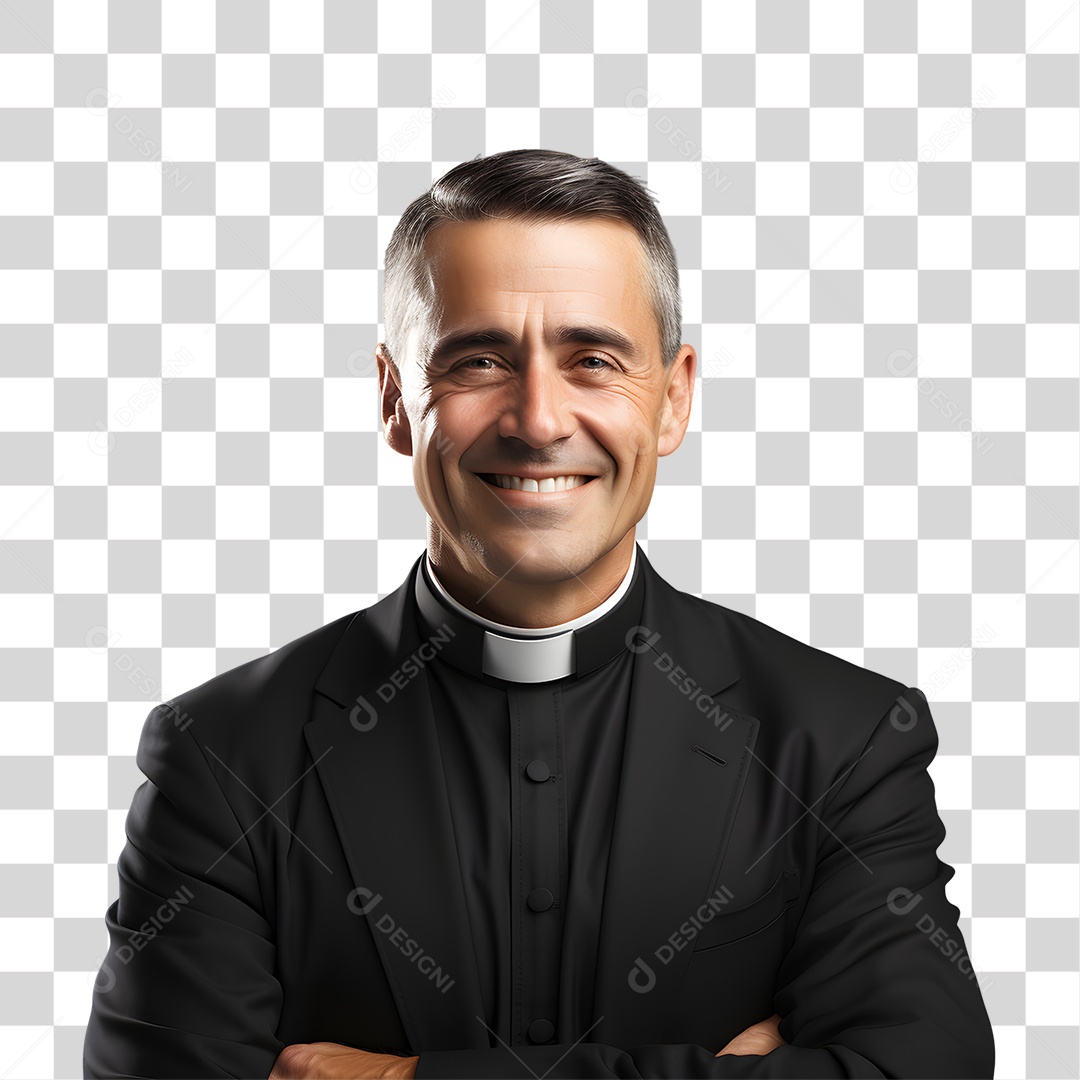 Padre de Batina Sorrindo PNG Transparente