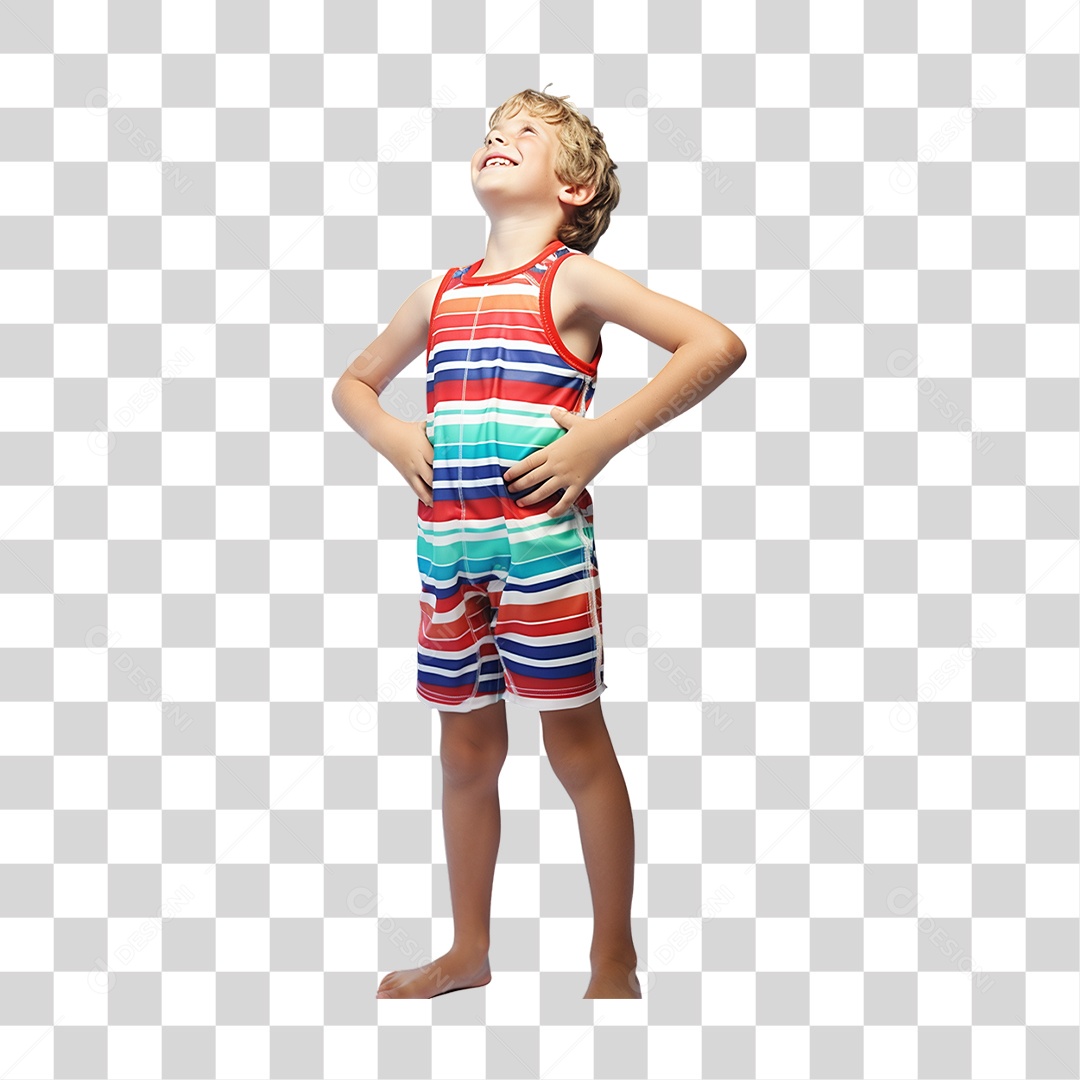 Menino Com Roupa de Banho em Parque Aquático PNG Transparente