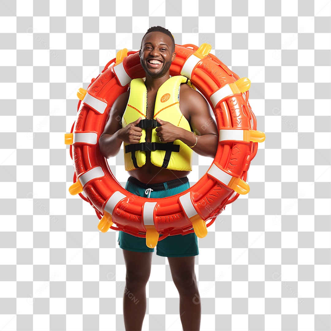 Salva Vidas com Boia em Parque Aquático PNG Transparente