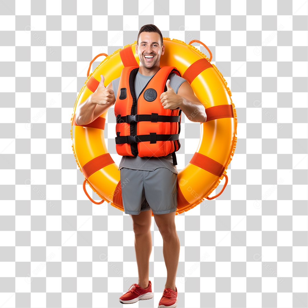 Salva Vidas com Boia em Parque Aquático PNG Transparente