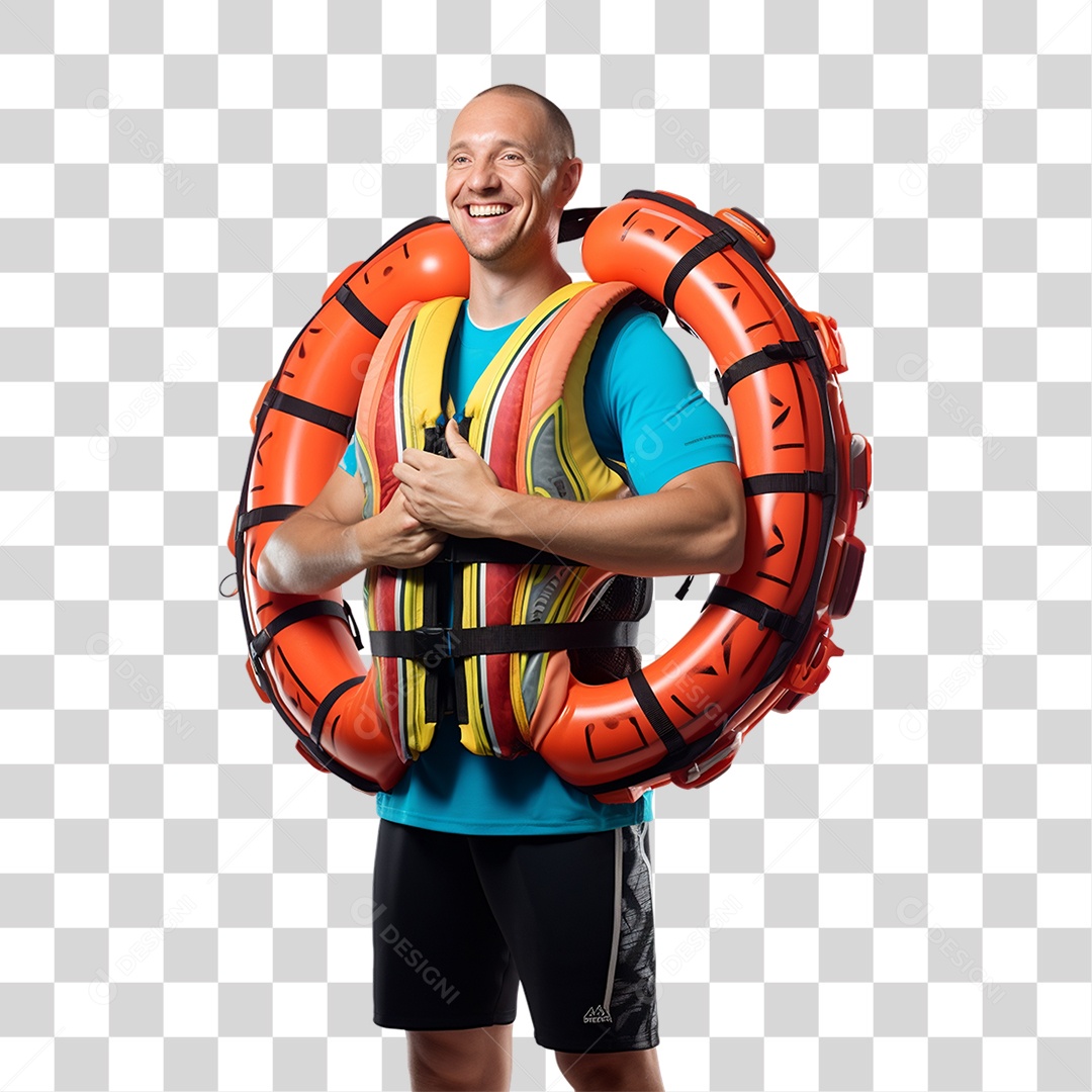 Salva Vidas com Boia em Parque Aquático PNG Transparente