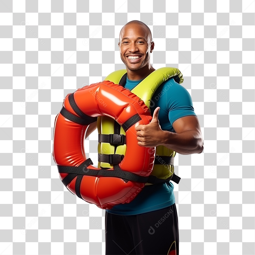 Salva Vidas com Boia em Parque Aquático PNG Transparente