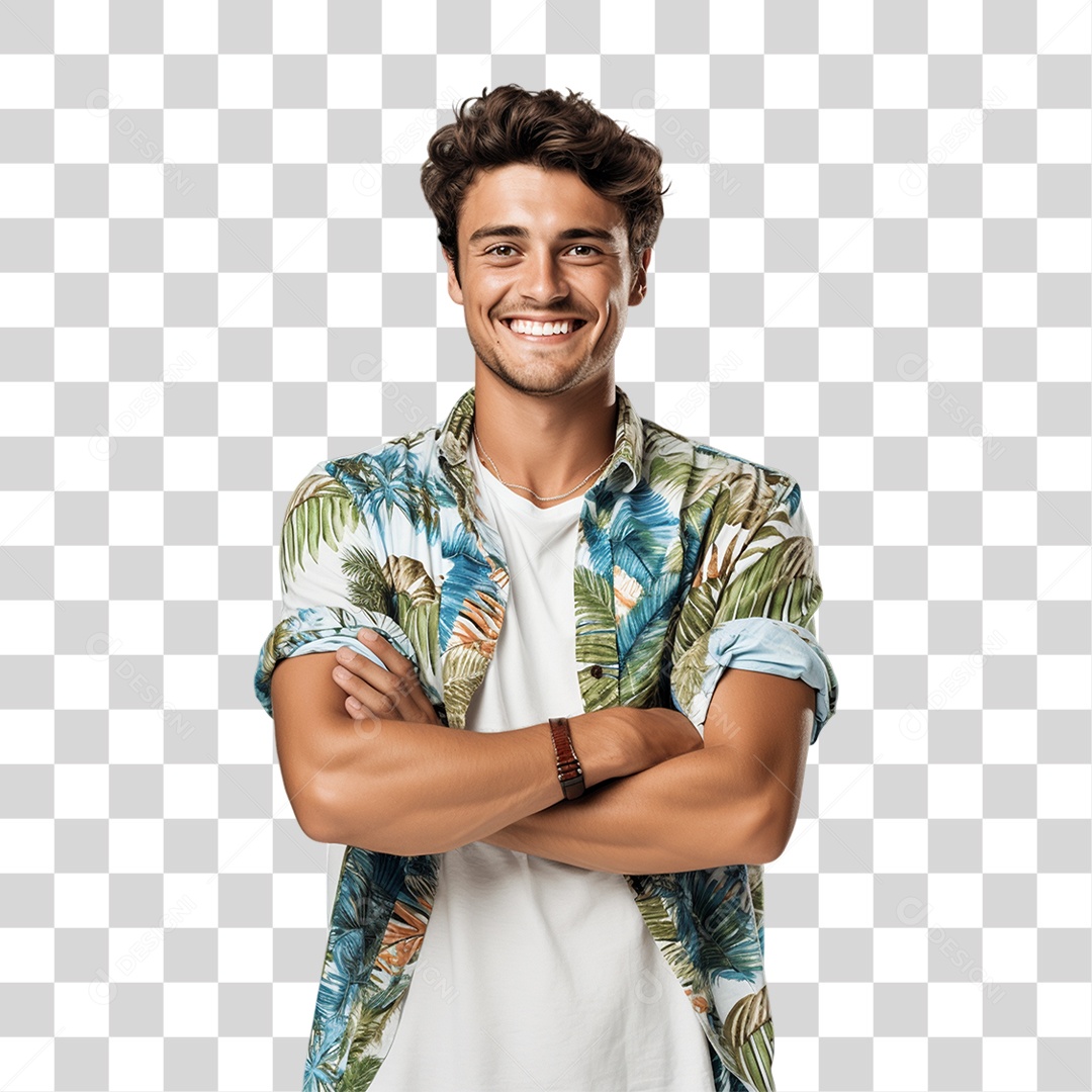 Menino Turista em Parque Aquático PNG Transparente