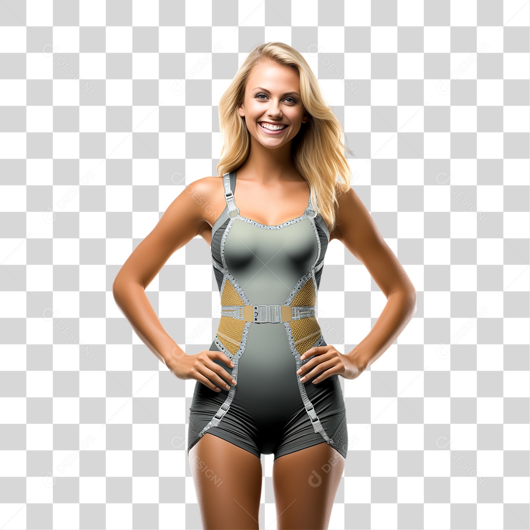 Mulher Com Roupa de Banho em Parque Aquático PNG Transparente