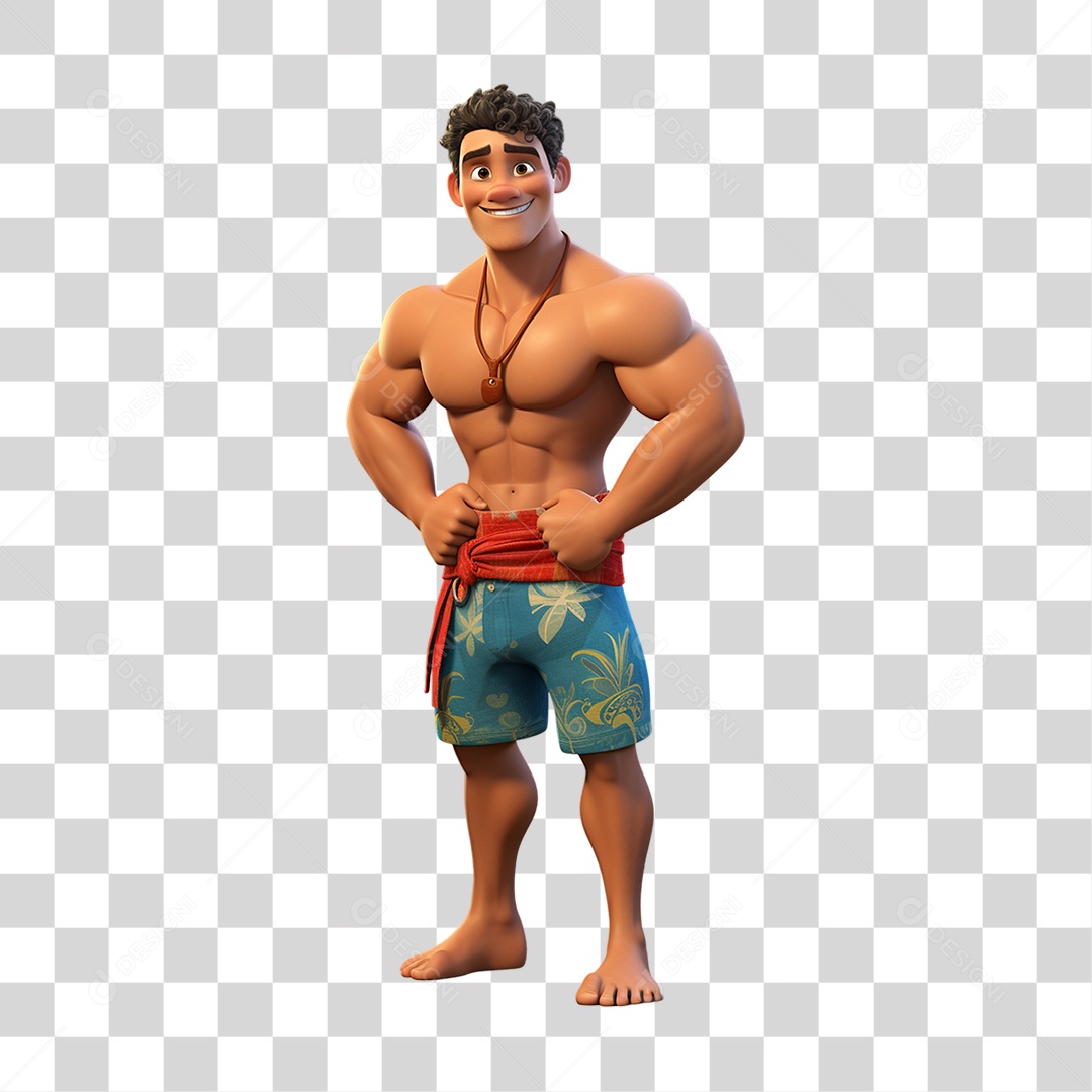 Homem com Roupa de Banho em Parque Aquático PNG Transparente