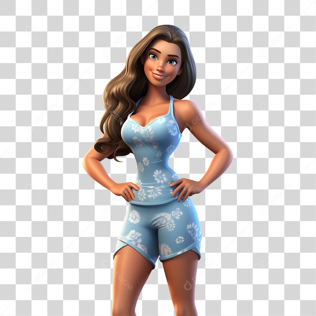 Menina Com Roupa de Banho em Parque Aquático PNG Transparente