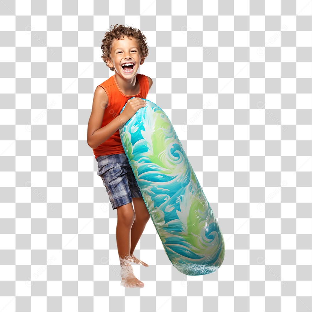 Menino Com Roupa de Banho em Parque Aquático PNG Transparente