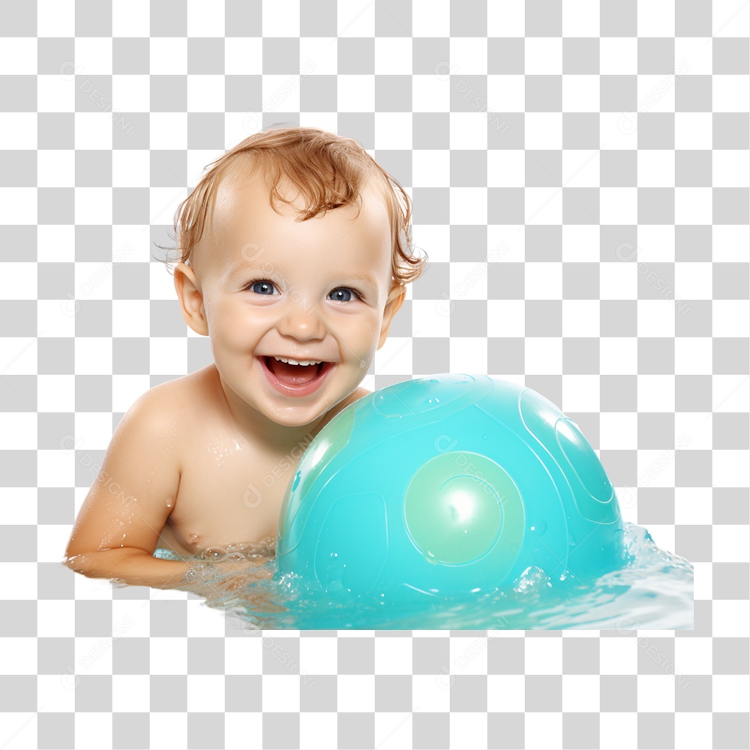Menino Com Bola em Parque Aquático PNG Transparente