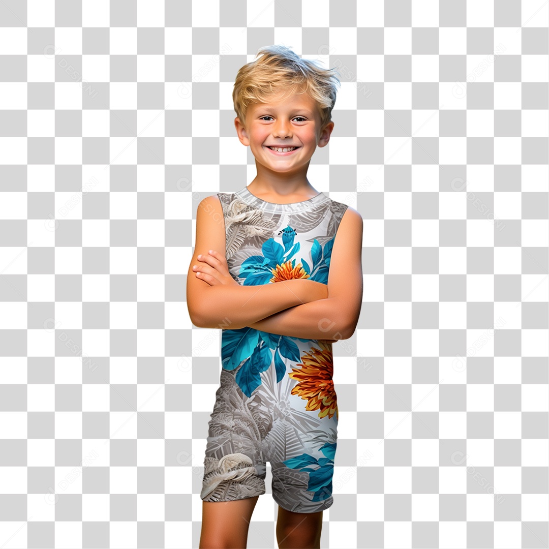 Menino Com Roupa de Banho em Parque Aquático PNG Transparente