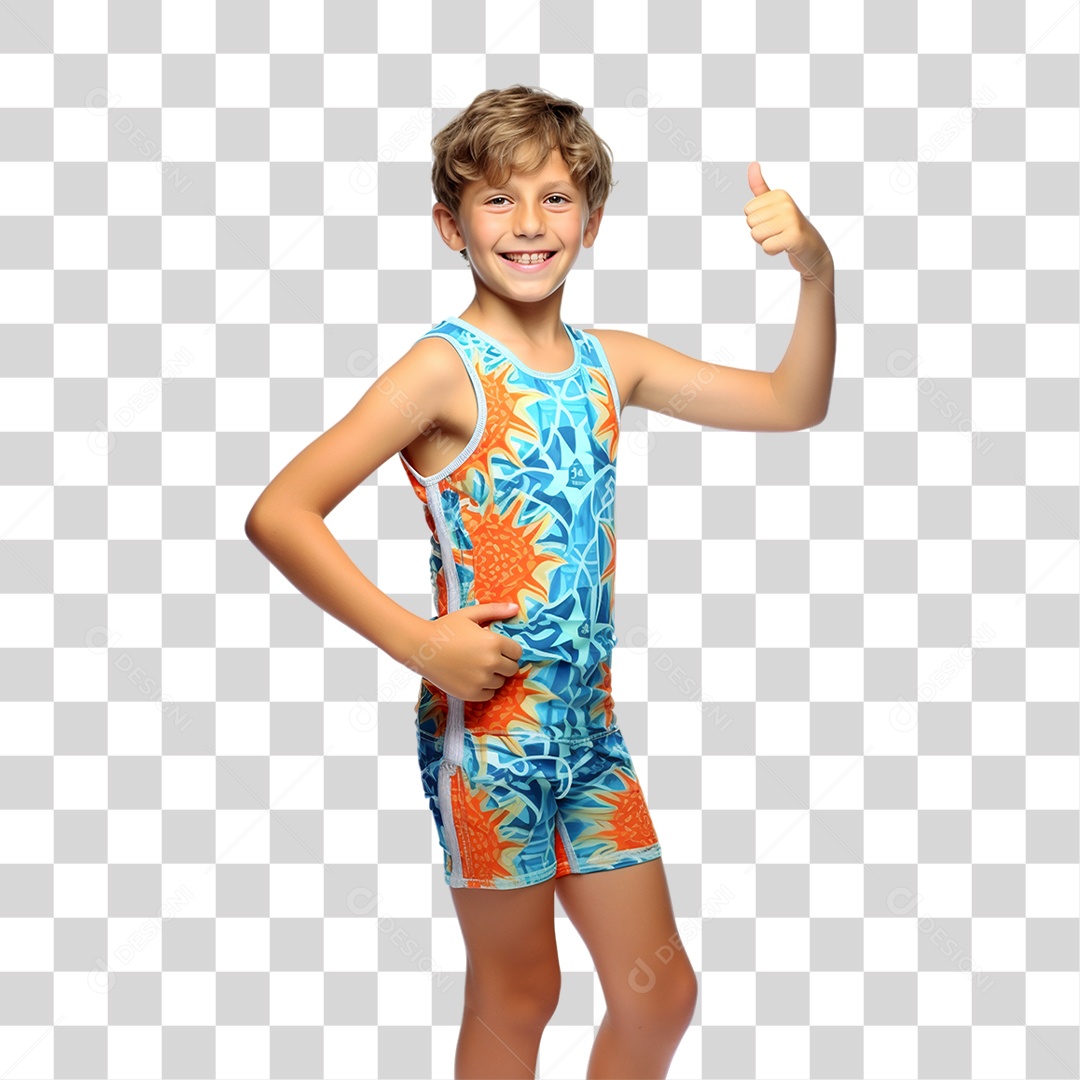 Menino Com Roupa de Banho em Parque Aquático PNG Transparente