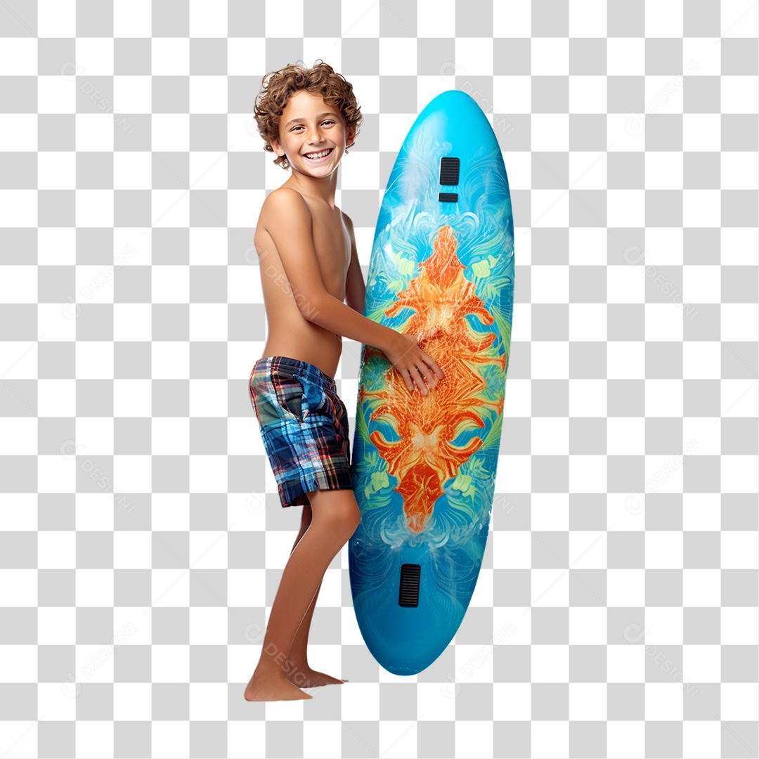 Menina Com Roupa de Banho e Prancha de Surf em Parque Aquático PNG Transparente