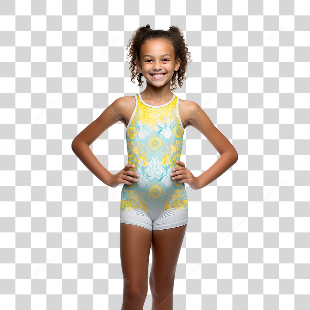 Menina Com Roupa de Banho em Parque Aquático PNG Transparente