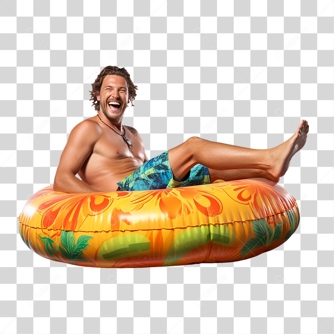 Homem em Cima da Boia em Parque Aquático PNG Transparente