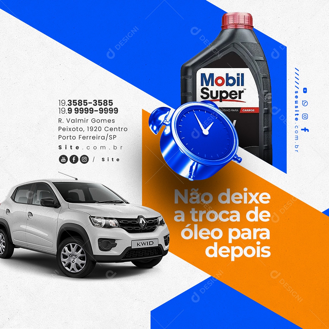 Oficina Mecânica Não deixe a Troca de Óleo para Depois Social Media PSD Editável