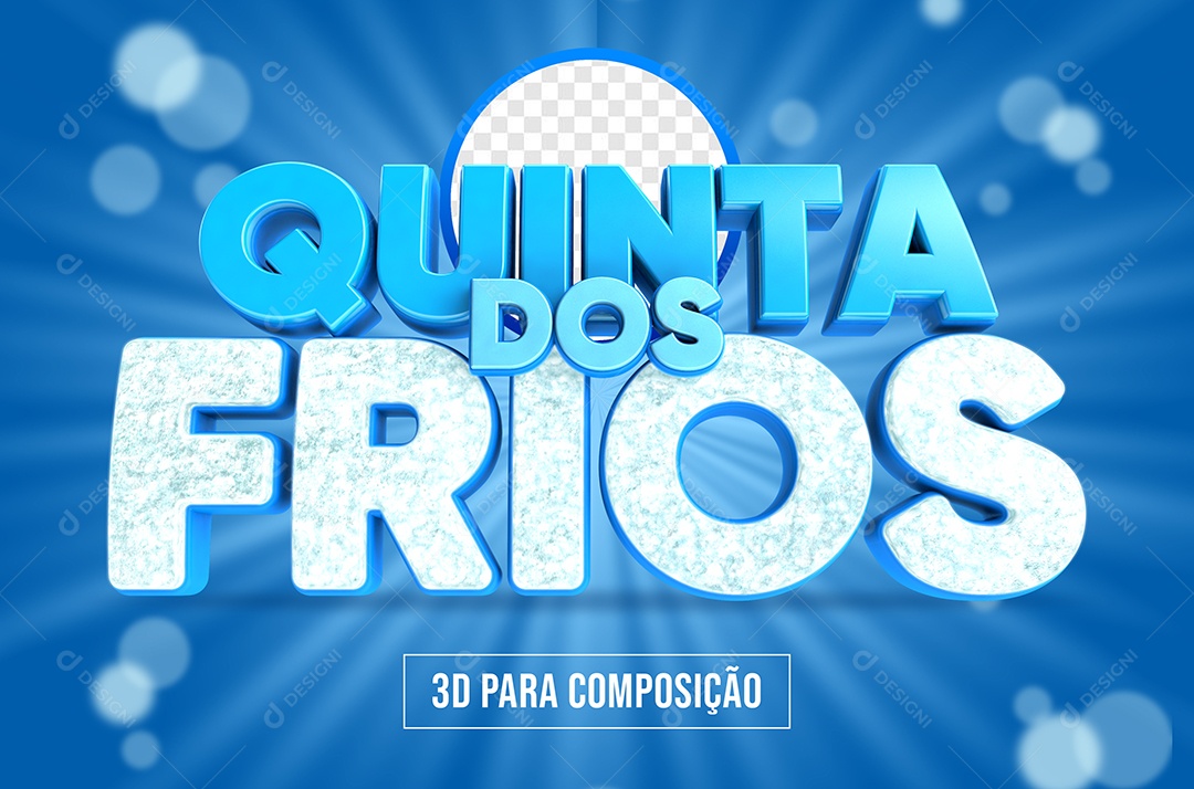 Quinta dos Frios Selo 3D Branco Azul para  Composição PSD