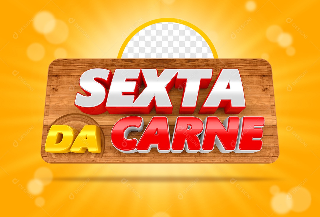 Sexta da Carne Selo 3D Vermelho Branco para Composição PSD