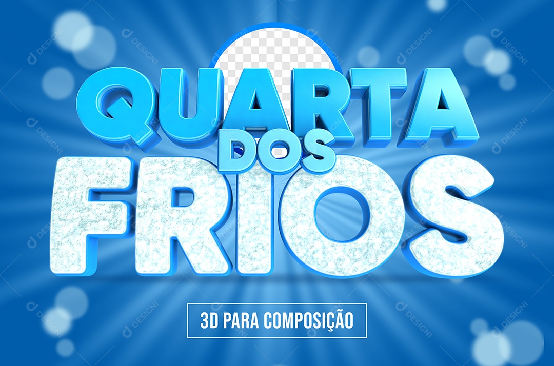Quarta dos Frios Selo 3D Azul Branco para  Composição PSD