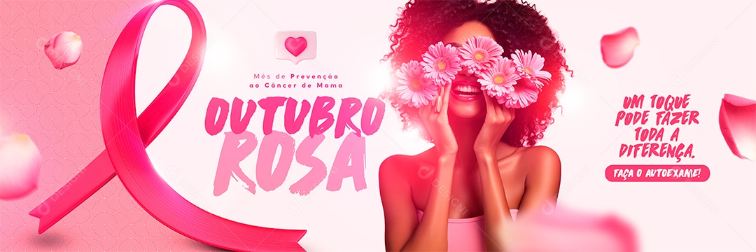 Carrossel Campanha Outubro Rosa Mês de Prevenção ao Câncer de Mama Social Media PSD Editável