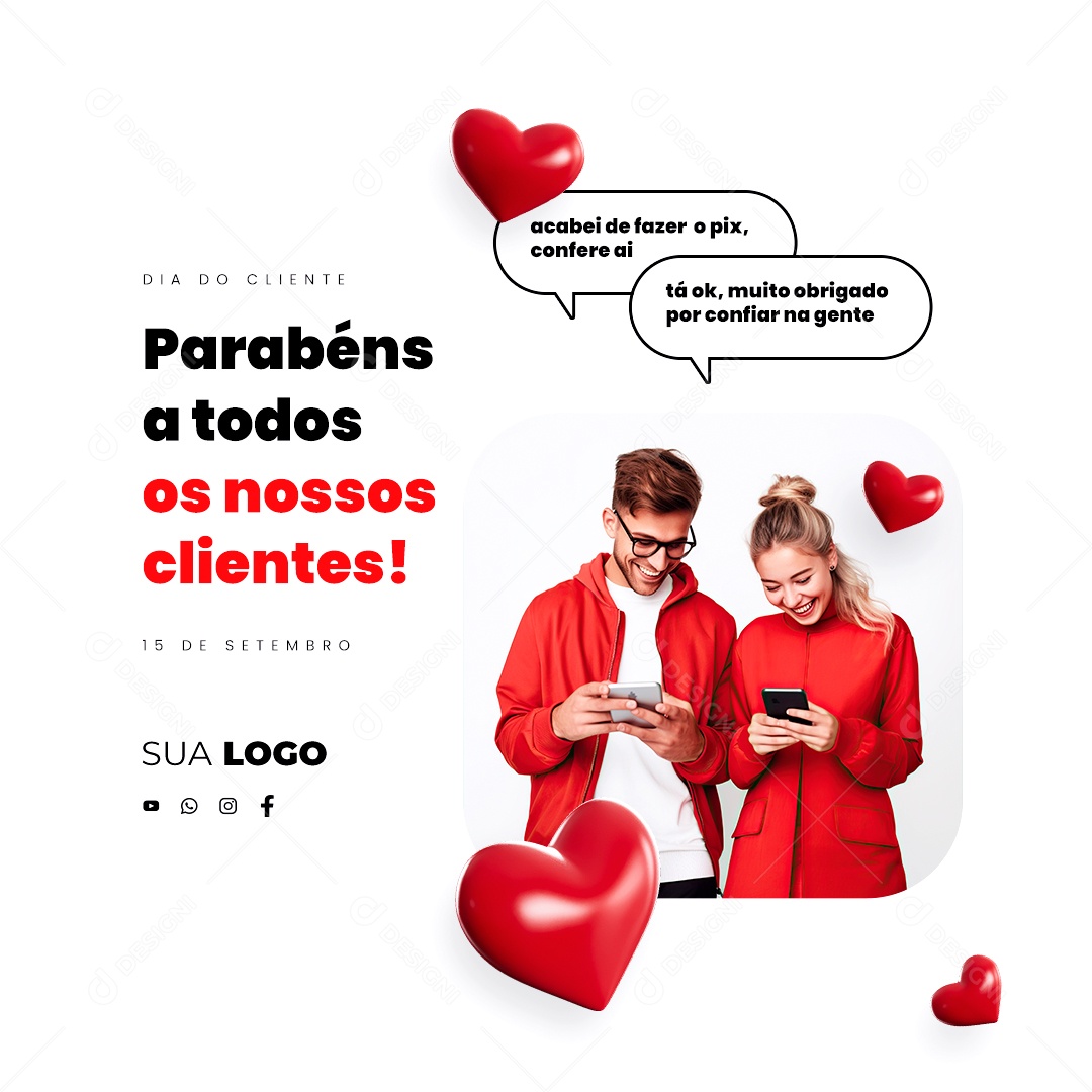Dia Do Cliente Parabéns a Todos os Nossos Clientes Social Media PSD Editável