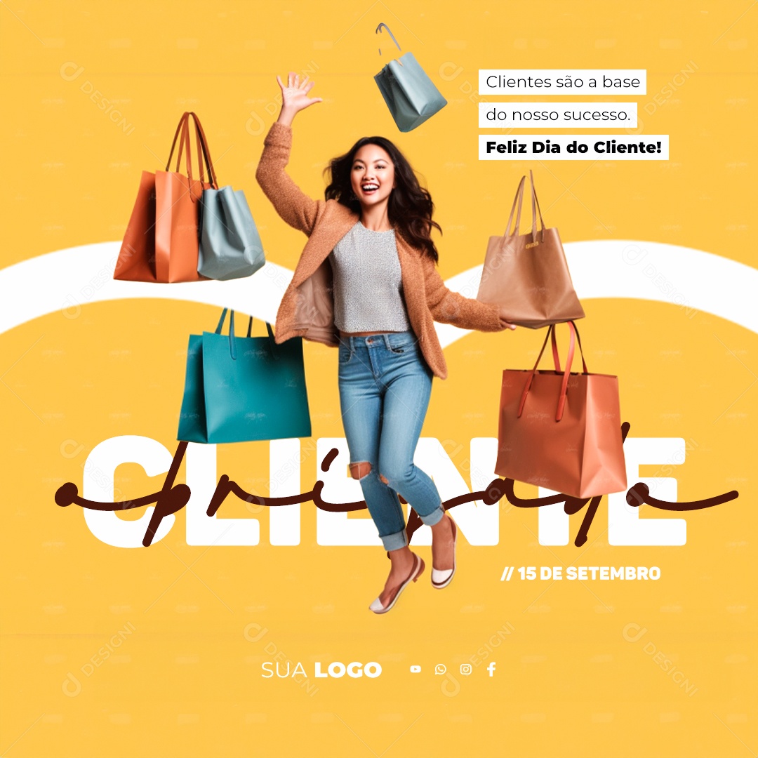 Feliz Dia Do Cliente Clientes são a Base do Nosso Sucesso Social Media PSD Editável