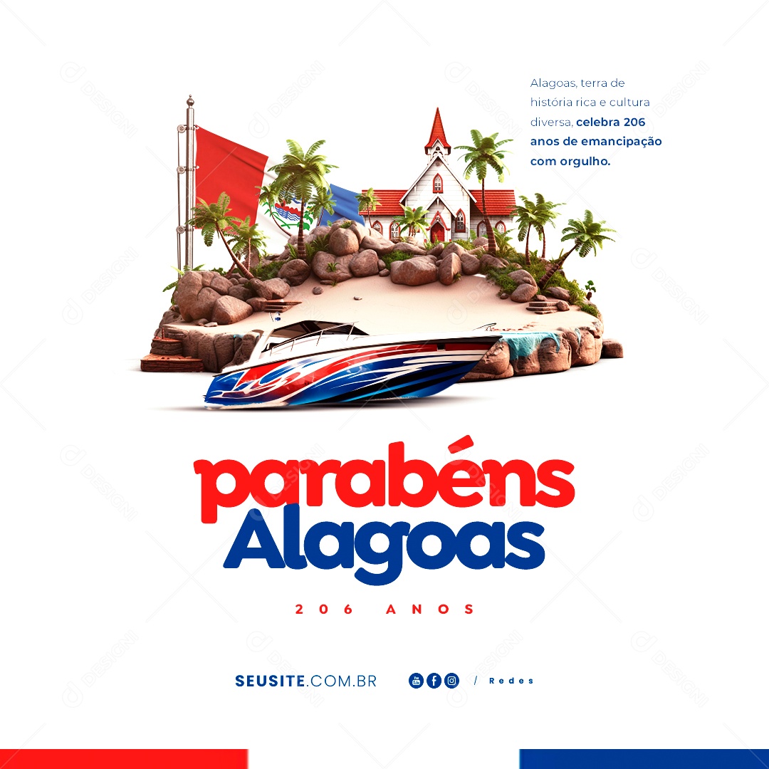 Aniversário Parabéns Alagoas 206 Anos Social Media PSD Editável