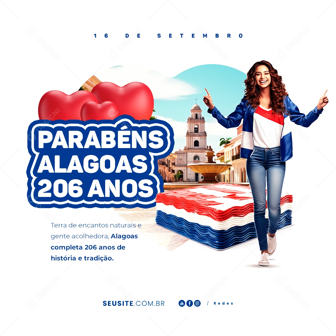 Parabéns Alagoas 206 Anos 16 de Setembro Social Media PSD Editável