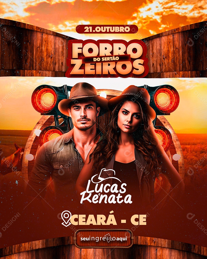Flyer Forrozeiros Do Sertão Lucas e Renata Social Media PSD Editável