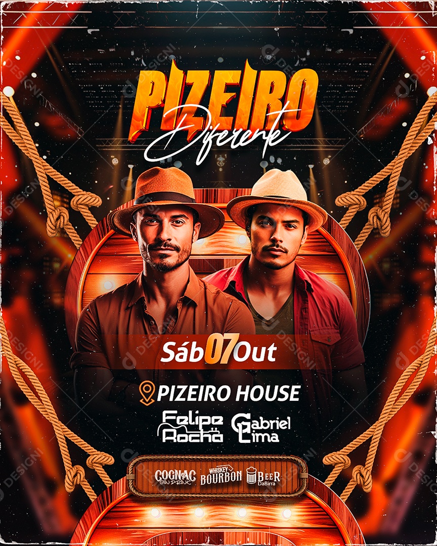 Flyer Pizeiro Diferente Pizerio House Felipe Rocha Gabriel Lima Social Media PSD Editável