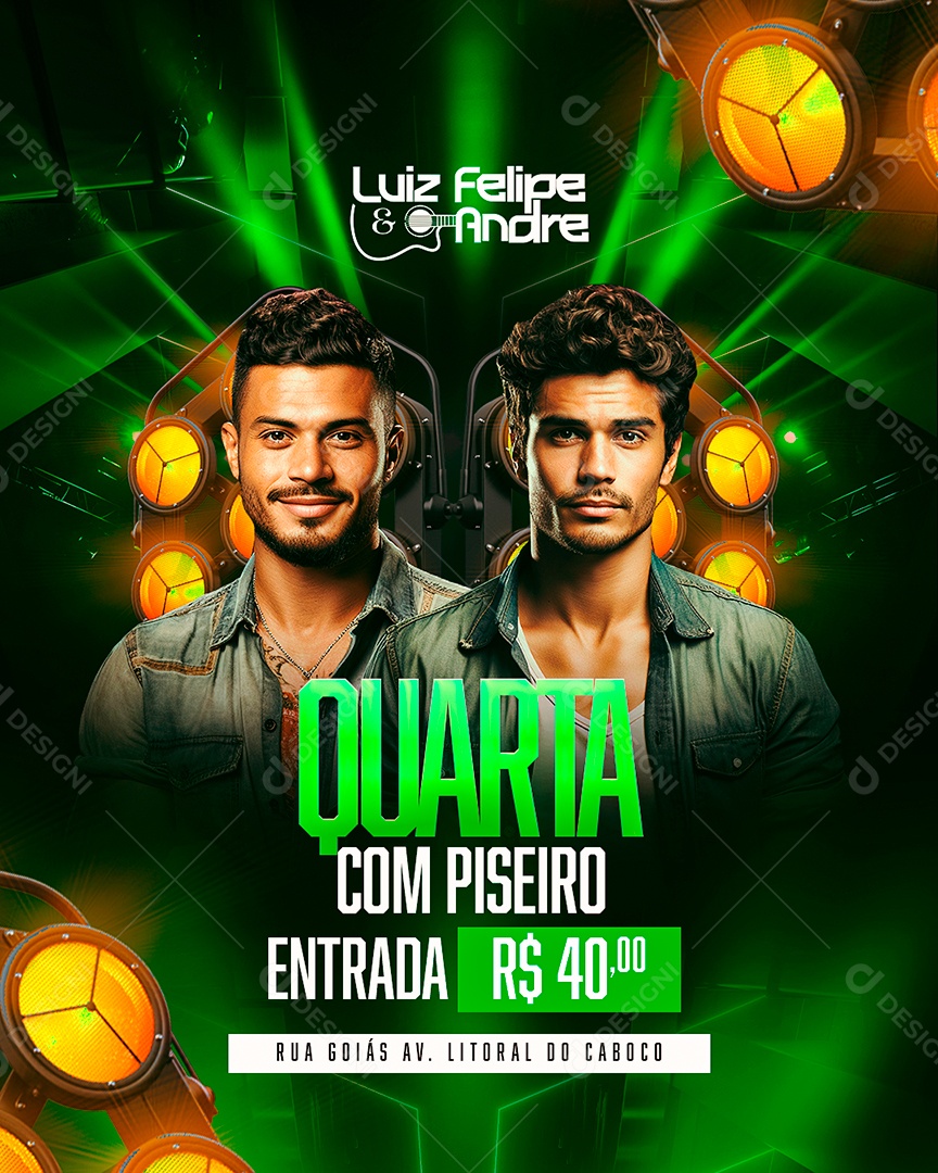 Flyer Luiz Felipe & Andre Quarta com Piseiro Entrada Social Media PSD Editável