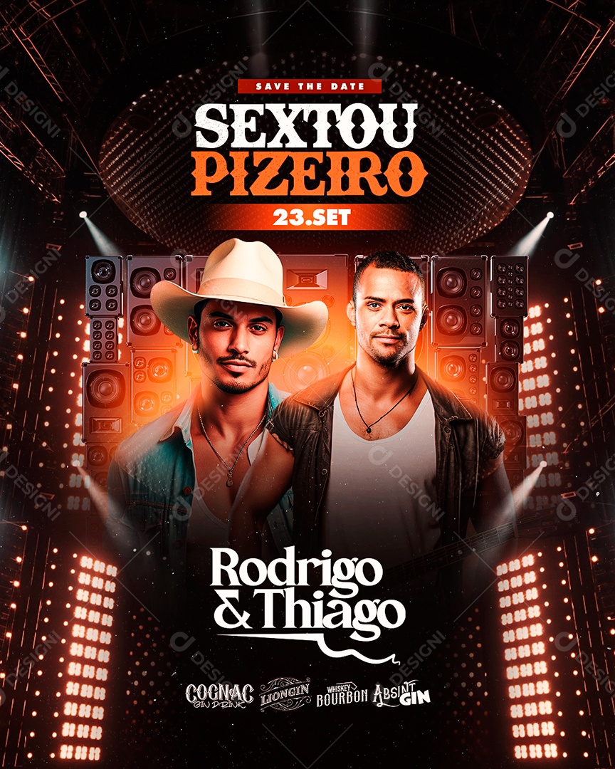 Flyer Sextou Pizeiro Rodrigo & Thiago Social Media PSD Editável