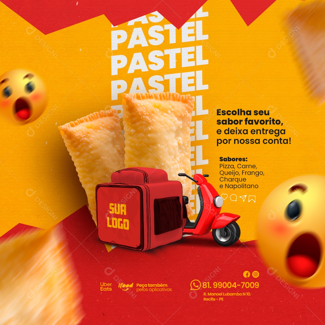 Pastelaria Escolha seu Sabor Favorito Social Media PSD Editável