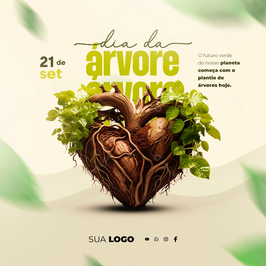 Dia da Árvore O Futuro Verde do Nosso Planeta Começa com o Plantio de Árvores Hoje Social Media PSD Editável