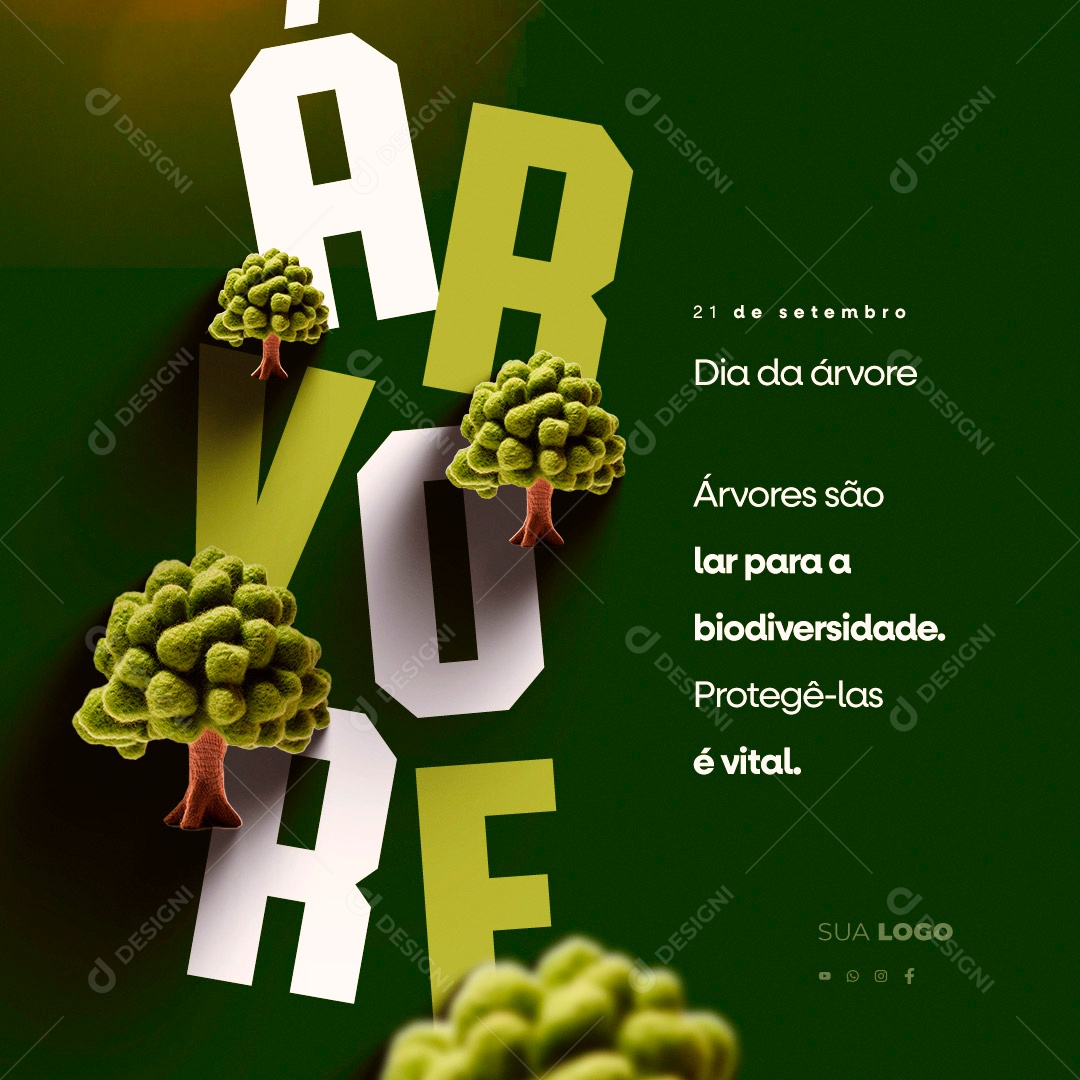 Dia da Árvore 21 de Setembro São Lar para a Biodiversidade Social Media PSD Editável