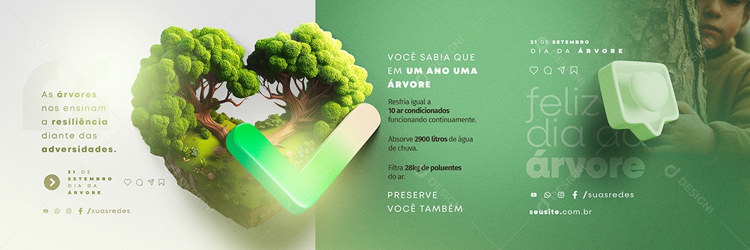 Carrossel Feliz Dia da Árvore 21 de Setembro Social Media PSD Editável