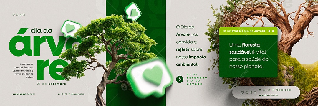 Carrossel Dia da Árvore Uma Floresta Saudável Social Media PSD Editável