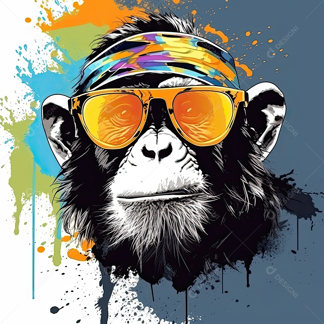 Um macaco engraçado divertido e estranho fazendo uma careta