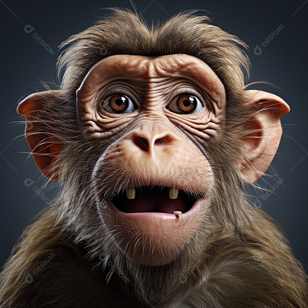 Um macaco engraçado divertido e estranho fazendo uma careta