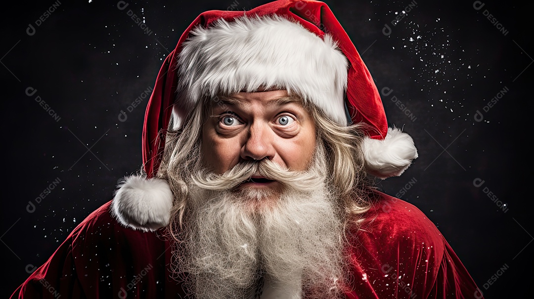 Um Papai Noel engraçado divertido e estranho fazendo uma careta