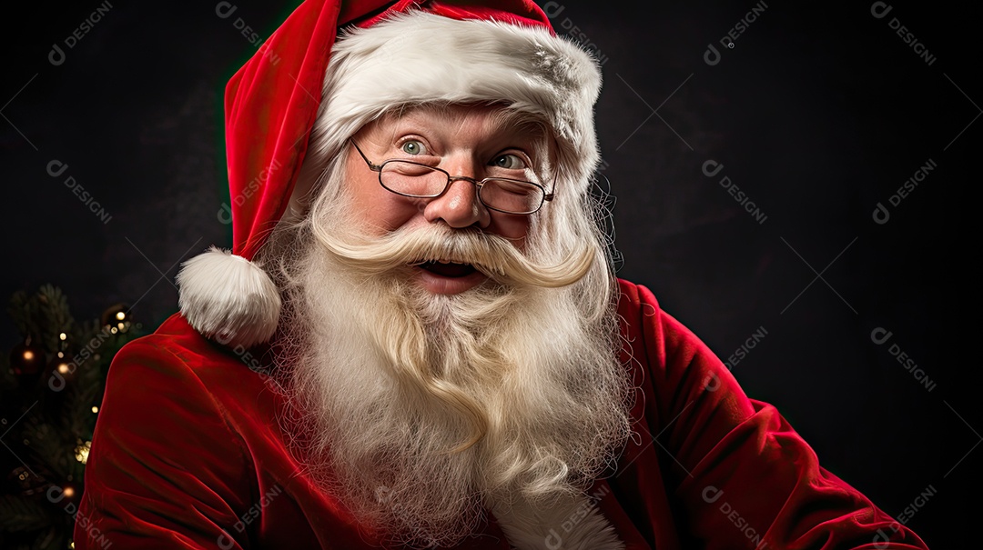 Um Papai Noel engraçado divertido e estranho fazendo uma careta