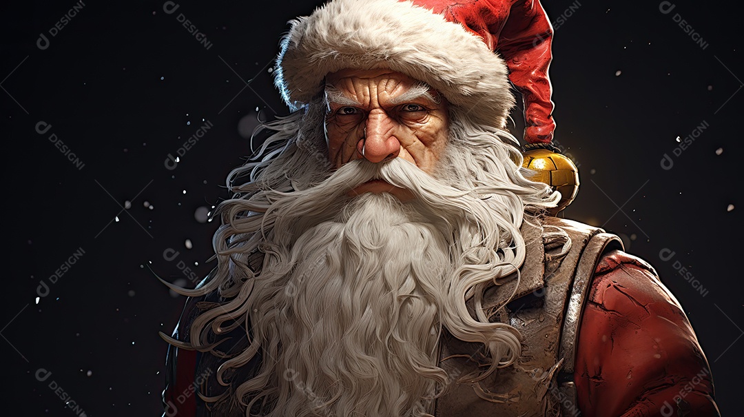 Um Papai Noel engraçado divertido e estranho fazendo uma careta