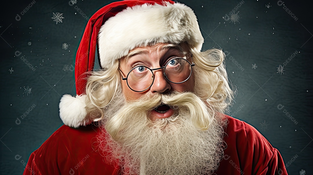 Um Papai Noel engraçado divertido e estranho fazendo uma careta
